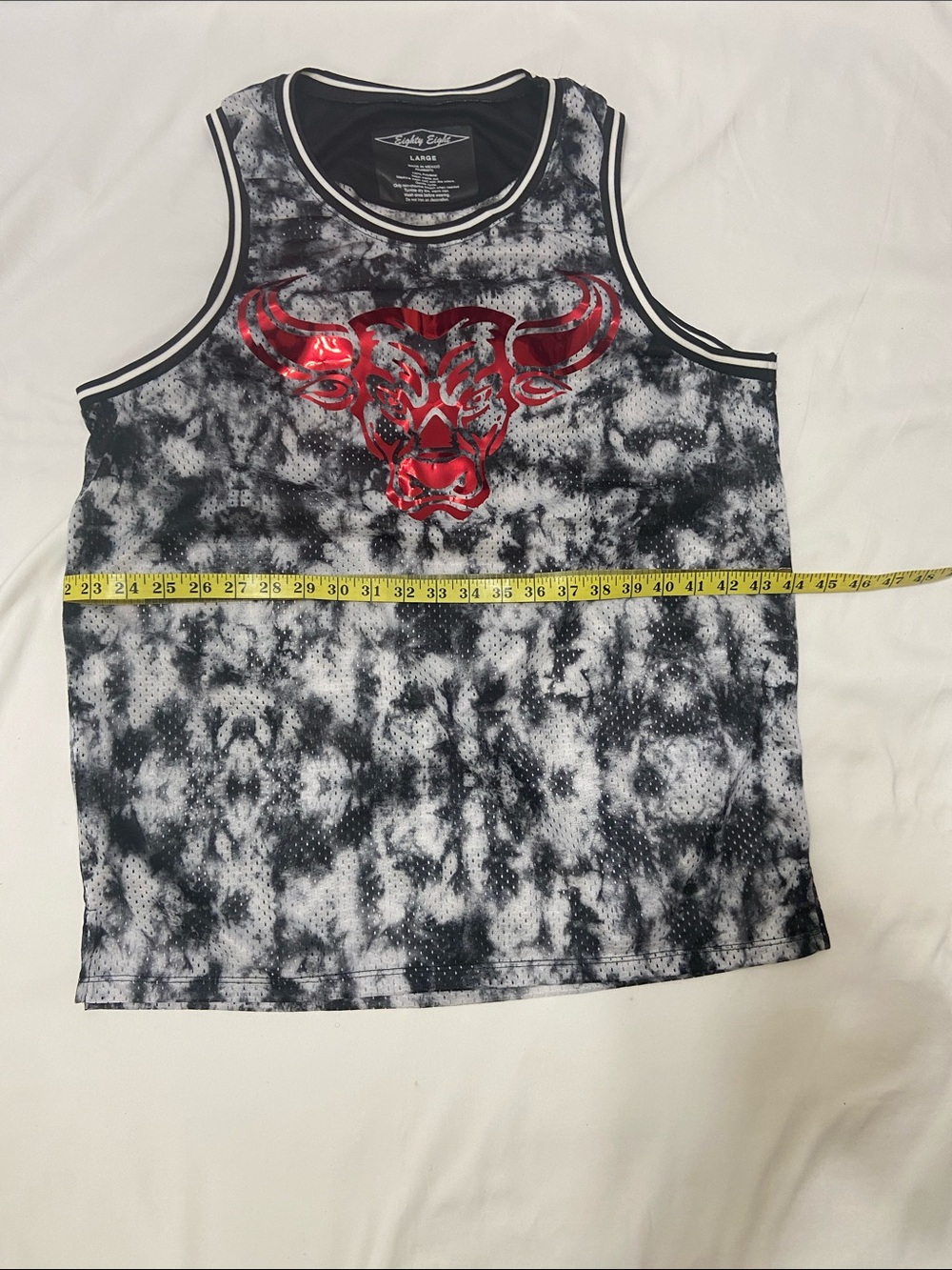 Eighty Eight Black & White Tie-Dye Mesh Graphic sleeveless T-Shirt Size- Large. - Picture 7 of 11